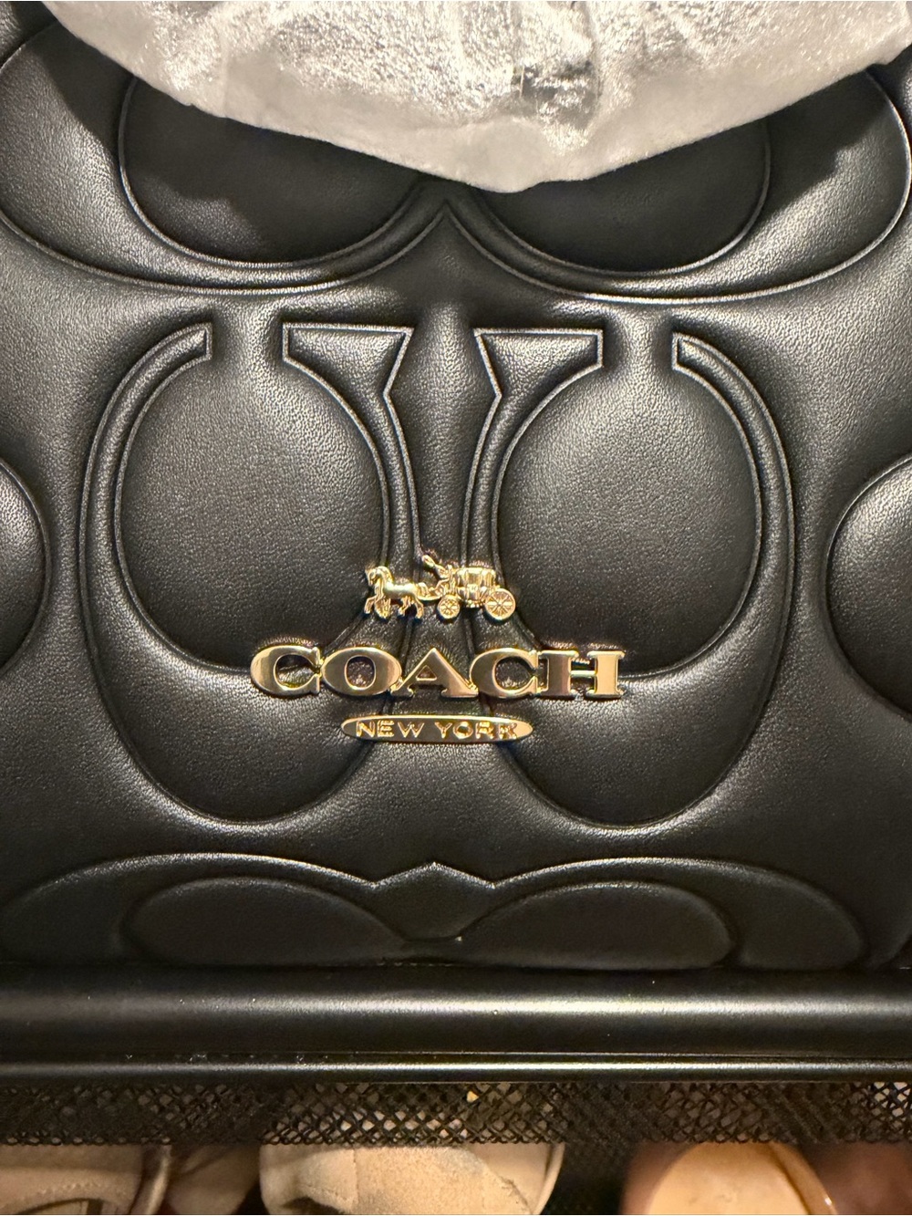 Coach Maggie Black Quilted Signature Leather Tote with Gold Hardware - Picture 2 of 5